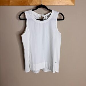 T by Talbots Women's keyhole neck tie White Sleeveless Top